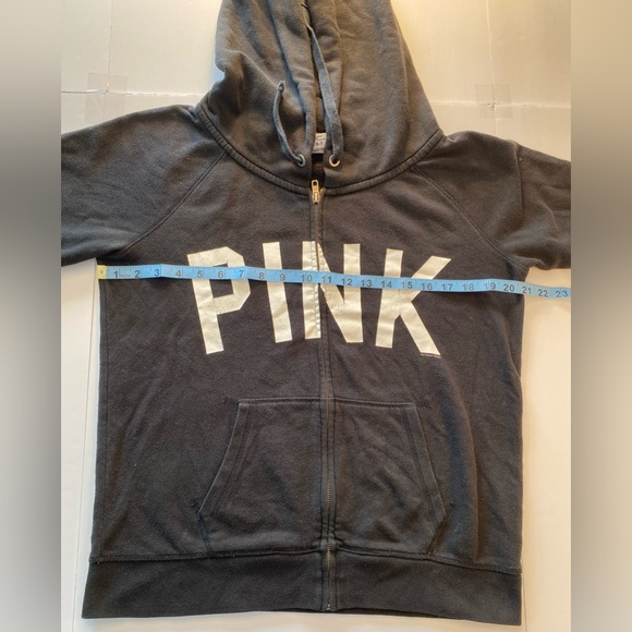 PINK Victorias Secret Black zip hoodie  Large - Picture 3 of 6